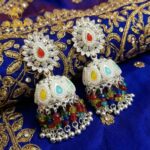 Heirloom-Inspired Silver Kundan Jhumka Earrings with Multicolor Bead Tassels & Pearl Accents - Image 3