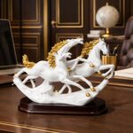 Running Horse Decorative Showpiece with Gold Accents for Home & Office Decor - Image 5