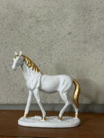 White Horse Showpiece for Home Decor with Gold Finish - Image 6
