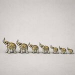 Silver Elephant Showpiece Set with Gold Detailing for Home Décor & Gifts - Image 2