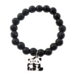 Premium Black Beaded Stretch Bracelet with Cute Panda Charm (1 Pc) - Image 5