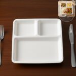 Plastic 3-Compartment Plate for Meal Serving