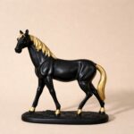Black Horse Showpiece for Home Decor with Gold Finish - Image 3