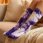 Purple & White Tie-Dye Long Socks (1 Pair) - Image 8