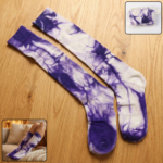 Purple & White Tie-Dye Long Socks (1 Pair)