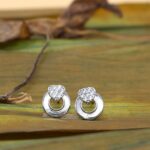 Silver-Toned Heart Stud Earrings with AD for women and girls