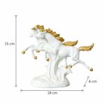 Running Horse Pair Showpiece for Home Decor | White & Gold Finish - Image 5