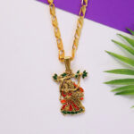 Radha Krishna Devotional Pendant with Designer Chain - Image 4