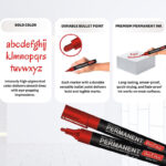 Refillable Permanent Marker Pens Red Ink (10 Pcs) – Bullet Tip, Multi-Surface - Image 4