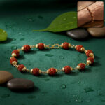 Gold Finish Rudraksha Bead Bracelet for Spiritual Daily Wear - Image 2