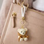 Cute White Teddy Bear Keychain with Bow | Bag, Purse & Key Holder Charm - Image 4