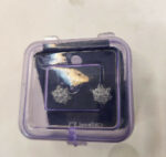 Diamond Cluster Flower Stud Earrings Sterling Silver Dainty Minimalist - Image 5