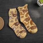 Beige Paisley Printed Fashion Socks (1 Pair) - Image 7