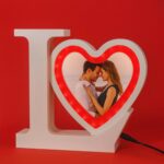 Love Heart LED Photo Frame and mirror with Red Light for Couples & Romantic Gifting - Image 2