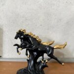 Double Black Horse Showpiece with Golden Mane for Home Decor | Lucky Horse Statue - Image 5