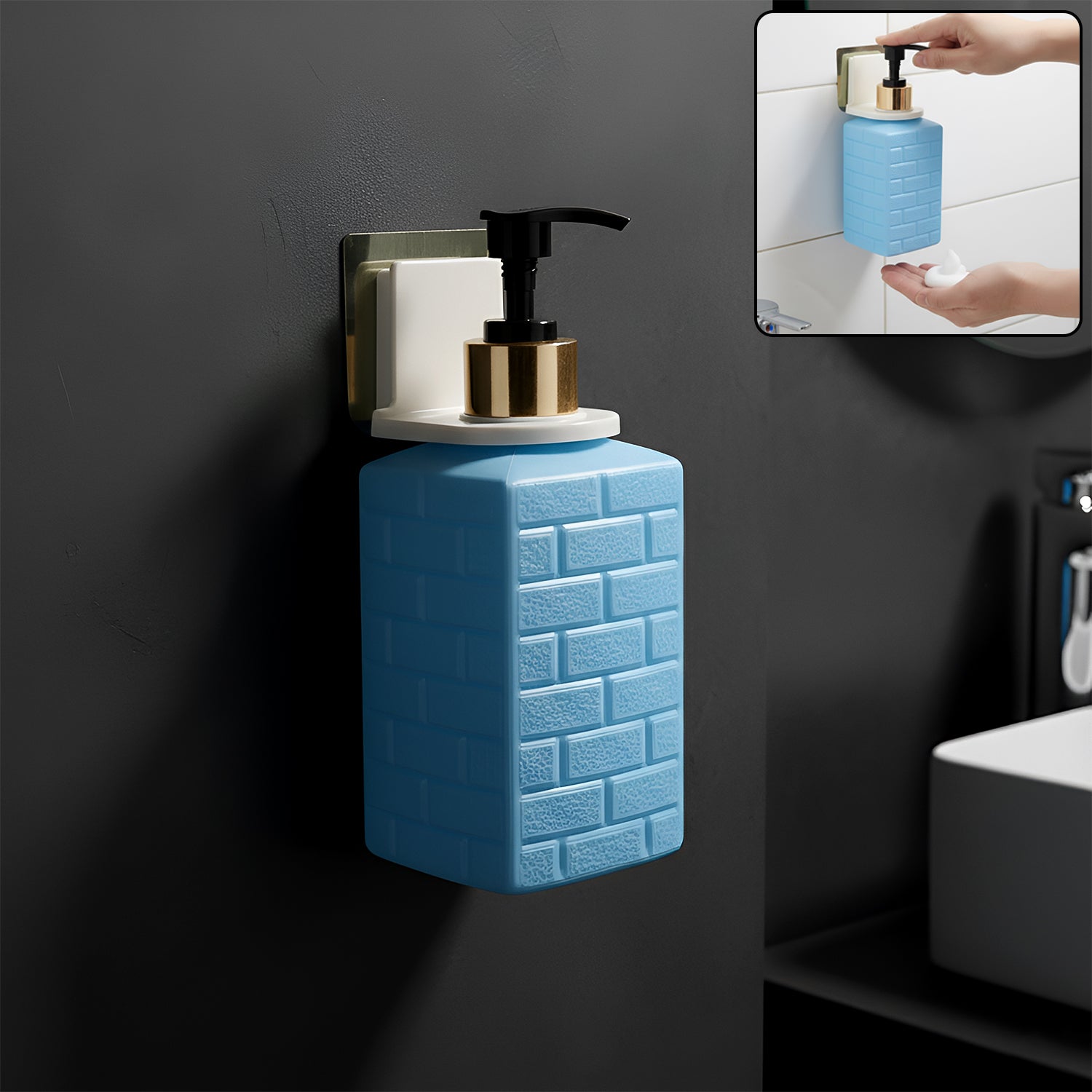 Wall-Mount-Liquid-Soap-Dispenser-Bottle-01.jpg Wall-Mounted Liquid Soap Dispenser (1 Set) - Image 1
