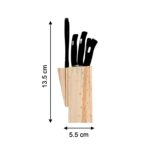 Kitchen Knife Set with Wooden Block and Scissors (5 pcs, Black) - Image 11