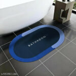 Oval Bathroom Mat – Waterproof Quick-Dry Floor Mat Blue