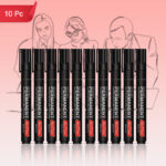 Refillable Permanent Black Marker Pen Set (10 Pcs) – Waterproof, Bullet Tip