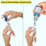 Refillable Whiteboard Marker Pens Blue Ink (10 Pcs) – Bullet Tip, Easy Erase - Image 3