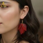 Luxury Multi-Petal Floral Drop Kati Earrings | Handcrafted Matte Finish Statement Earrings in Elegant Pastel & Bold Shades. - Image 2