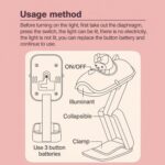 pink Mini Folding LED Night Light Cute Cartoon Desk Lamp for Kids Bedroom - Image 2