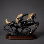 Running Horse Decorative Showpiece with Gold Accents for Home & Office Decor - Image 3