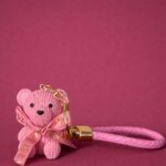Cute Pink Teddy Bear Keychain with Bow | Bag, Purse & Key Holder Charm