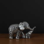 Silver Elephant Mother & Baby Showpiece for Home Decor & Good Luck - Image 3