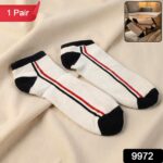 White & Black Striped Low-Cut Sports Socks (1 Pair) - Image 2