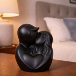 Black Couple Figurine with Heart | Modern Romantic Home Decor Showpiece - Image 2
