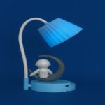 Blue Astronaut Moon LED Table Lamp, USB Rechargeable Kids Night Light - Image 2