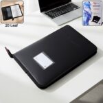 Executive Zipper Document File Folder with 20 Clear Sleeves for Office & Conference
