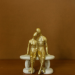 Golden Couple Sitting Figurine Showpiece for Home Decor & Gift - Image 3