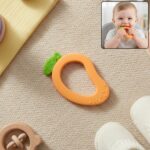 Mango-shaped silicone baby teether