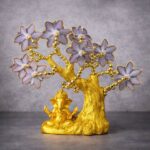 Golden Ganesh Tree with Purple Flowers & Evil Eye | Decorative Showpiece - Image 4