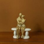 Golden Couple Sitting on Bench Showpiece for Home Decor & Romantic Gifting - Image 2