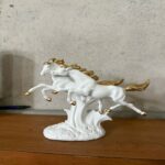 Running Horse Pair Showpiece for Home Decor | White & Gold Finish - Image 6