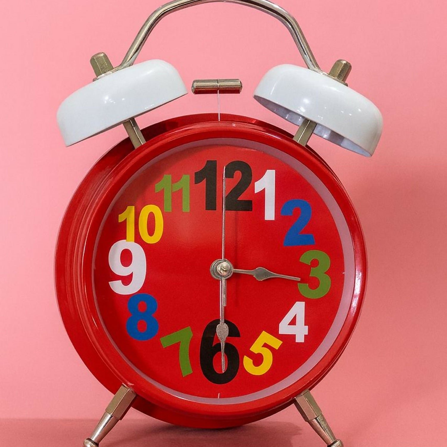 kRmvRCSY1L.jpg Red Twin Bell Alarm Clock with Colorful Numbers & Loud Ring for Heavy Sleepers - Image 1