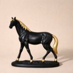 Black Horse Showpiece for Home Decor with Gold Finish - Image 4