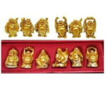 Golden Laughing Buddha Set – Pack of 6 Golden Laughing Buddha  for Good Luck Positivity - Image 3