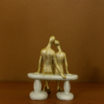 Golden Couple Sitting Figurine Showpiece for Home Decor & Gift - Image 2