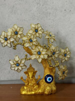 Golden Ganesha White Tree Showpiece with Evil Eye for Home Decor & Gift - Image 4