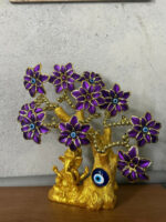 Golden Ganesh Tree with Purple Flowers & Evil Eye | Decorative Showpiece - Image 5