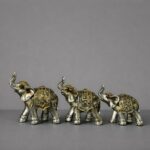 Silver Elephant Showpiece Set with Gold Detailing for Home Décor & Gifts - Image 4