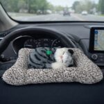 Sleeping Cat Plush Toy with Cushion for Car Dashboard, Home Decor Showpiece