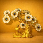 Golden Buddha Tree Showpiece with Yellow Flowers & Evil Eye for Home Decor - Image 2
