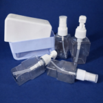 Blue Travel Sub-Bottle Dispenser with Pump & Spray Bottles for Toiletries - Image 2