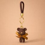 Cute Brown Teddy Bear Keychain with Braided Strap Bag Charm - Image 2