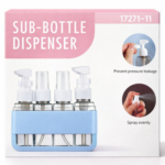 Blue Travel Sub-Bottle Dispenser with Pump & Spray Bottles for Toiletries - Image 4